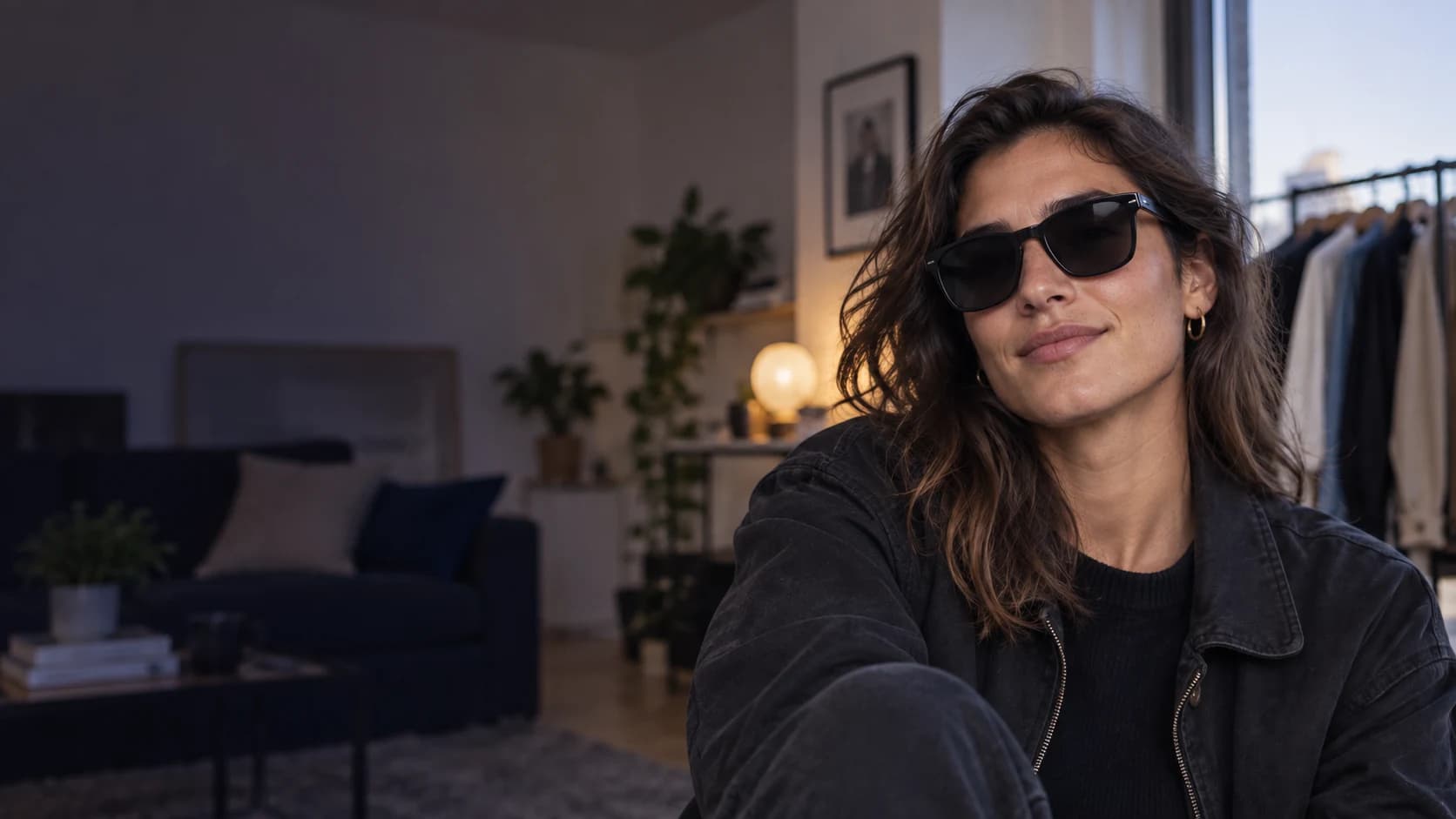 Modelo usando óculos em uma experiência de provador virtual